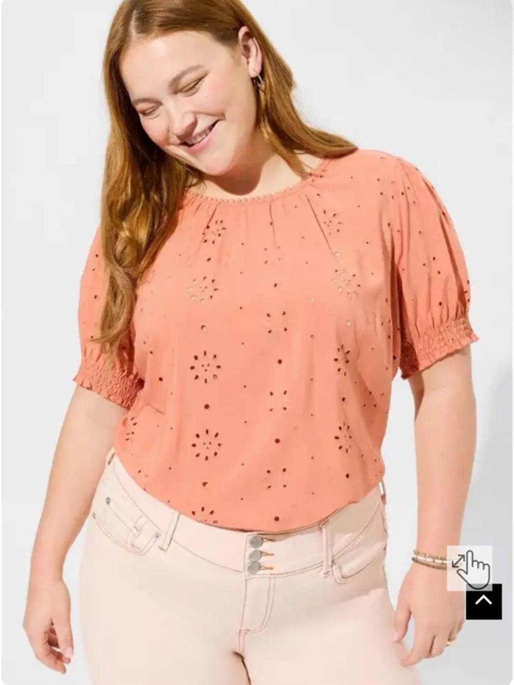 Torrid Abbey Challis Eyelet Back Cutout Top plus size 1X